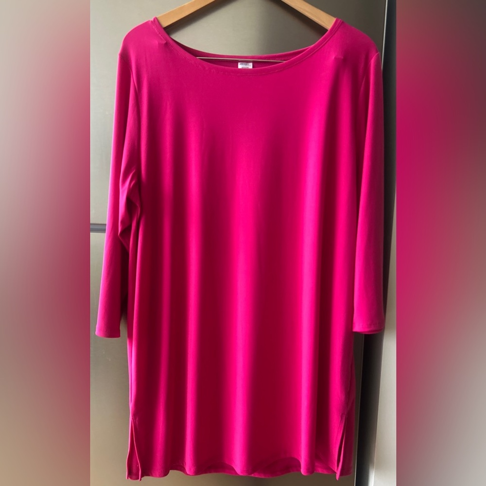 Jockey Pink Tunic Top XXL 3/4 Sleeve Stretch Oversized Blouse